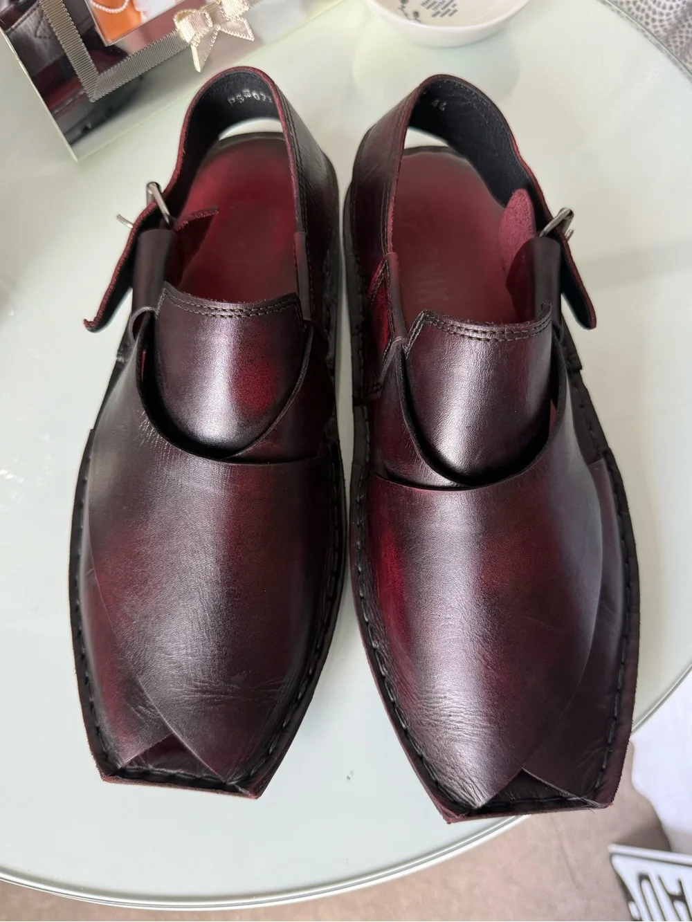 Bareezr Man Men's Leather Slingback Loafers in Burgundy 10.5